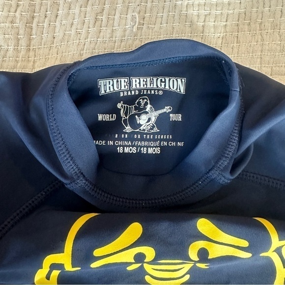 TRUE Religion Blue & YELLOW SWIM Performance  TOP SIZE 18 MOS - Picture 3 of 3
